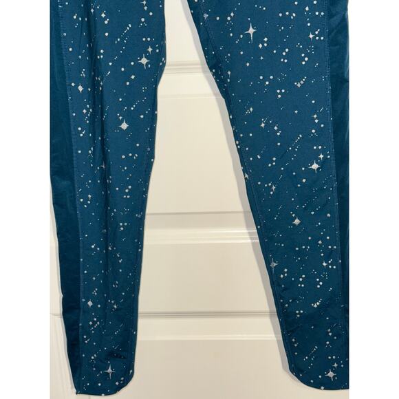 Nike Pro Dri-Fit Teal Starry Night Metallic Legging & Silver Sports Bra, Size M - Picture 3 of 11
